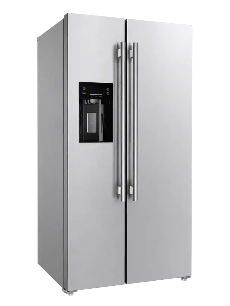 Modern stainless-steel side-by-side refrigerator for refrigerator repair in Bahrain.