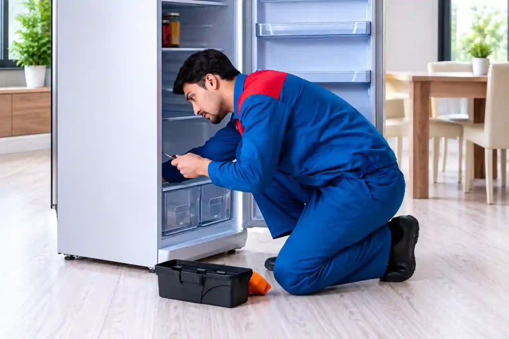 Refrigerator Repair in Hamad Town technician performing maintenance.