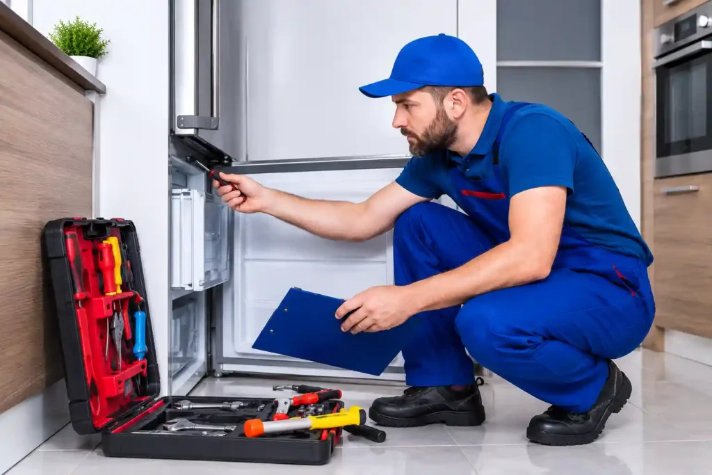 Refrigerator Repair in Hamad Town technician working on appliance.